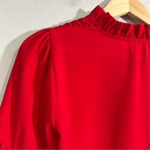 Michael Michael Kors Red Ruffle Sleeve Blouse Women’s Small Holidays Office - Picture 7 of 7